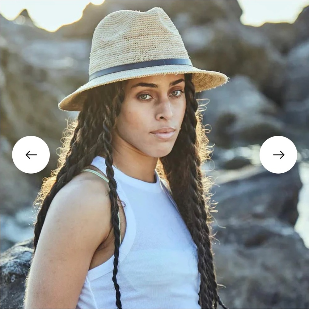 Scala Raffia Safari Hat Unisex L/XL Natural Straw Fedora Style